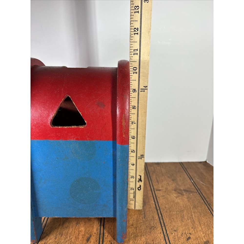 Vintage Wooden Playskool Postal Station Mailbox 10.5 Inches Tall No Blocks - Picture 7 of 7